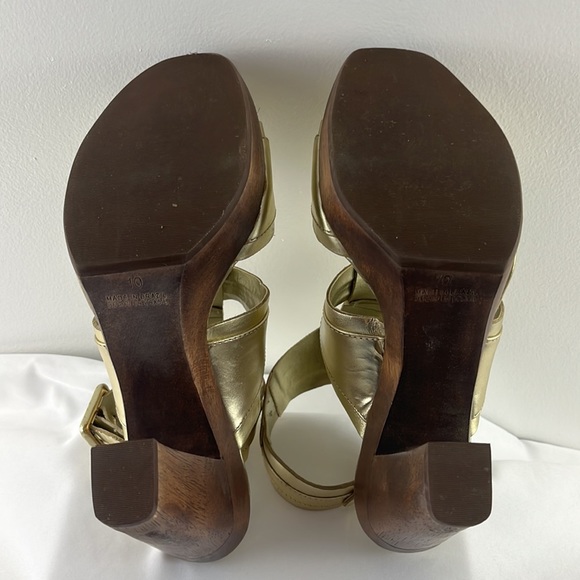 Steve Madden Metallic Gold Strappy Heeled Sandals - Picture 8 of 10